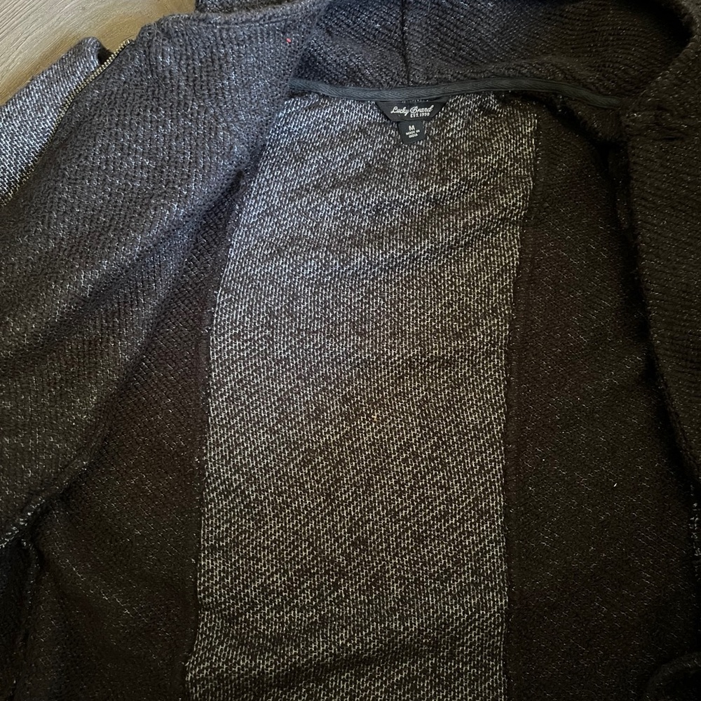 Lucky Brand grey black sweater/hoody ladies M side off centre zipper 2 pockets - Picture 9 of 10